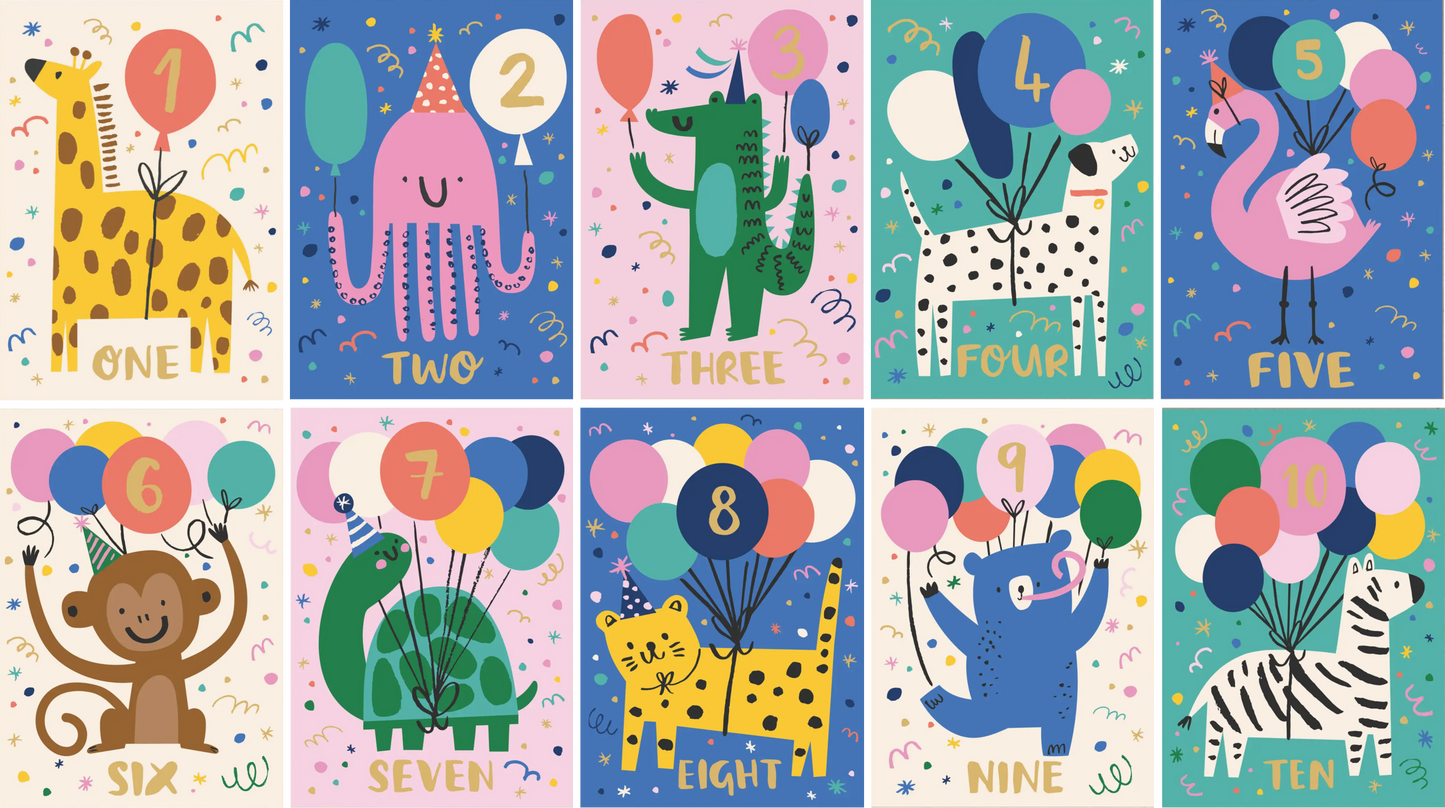 Children's animal age birthday cards ages 1-10 (Copy)