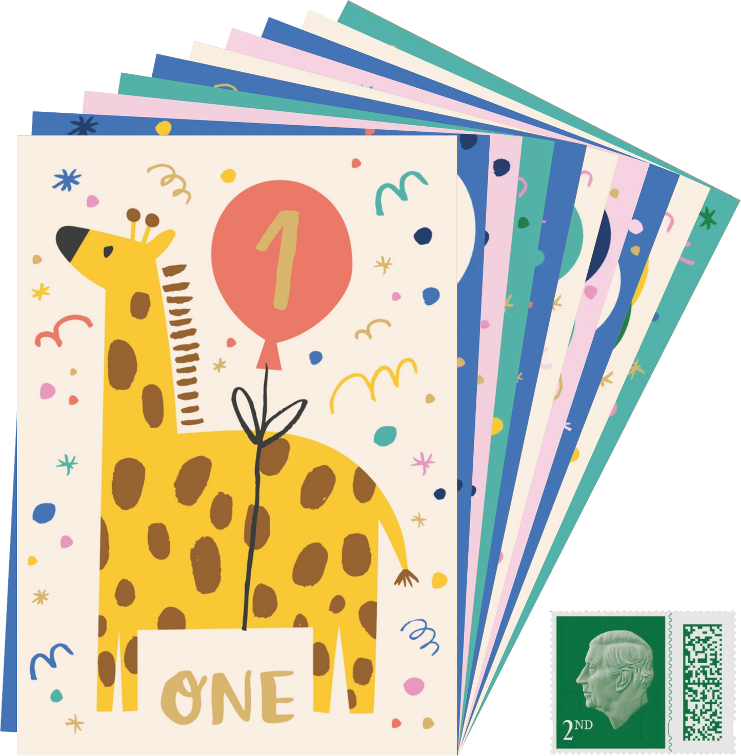 Children's animal age birthday cards ages 1-10 with 2nd Class Stamps